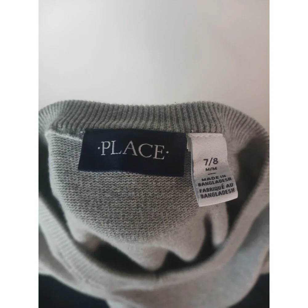 Childrens Place Kids Boy Gray  Long Sleeve V-Neck Sweater Size M (7/8)